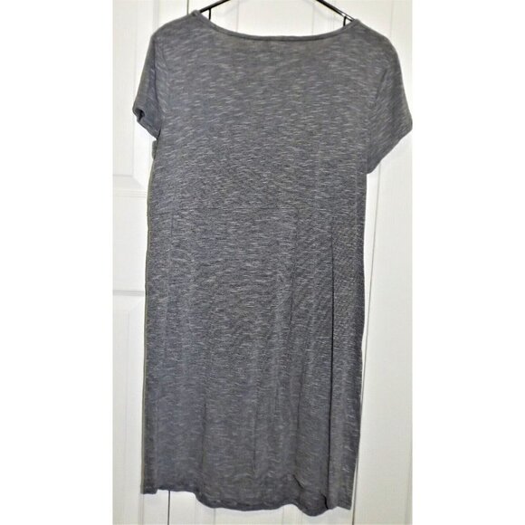 Three Seasons Maternity L Gray Stripe Short Sleeve Dress Front Knot Knee Length - Picture 3 of 6